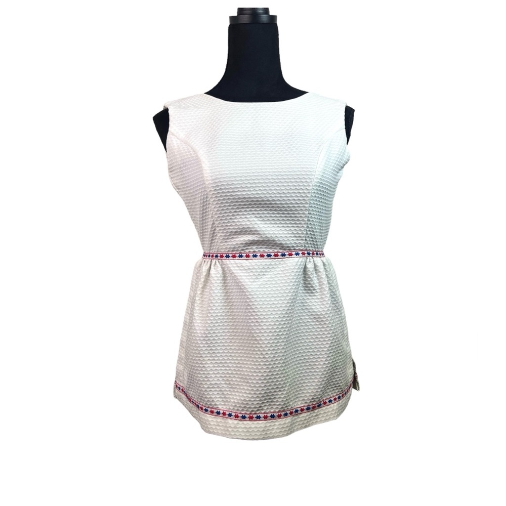 Vintage Peggy Barker White Red Blue Peplum Tank Blouse Size XXS